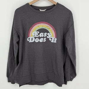 Wildfox Womens Easy Does It Graphic Sweatshirt Size Small Gray Relaxed Fit